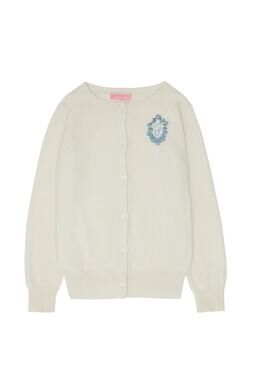 Jefferson Lane Cashmere Cream Embroidered “c” Cardigan Small